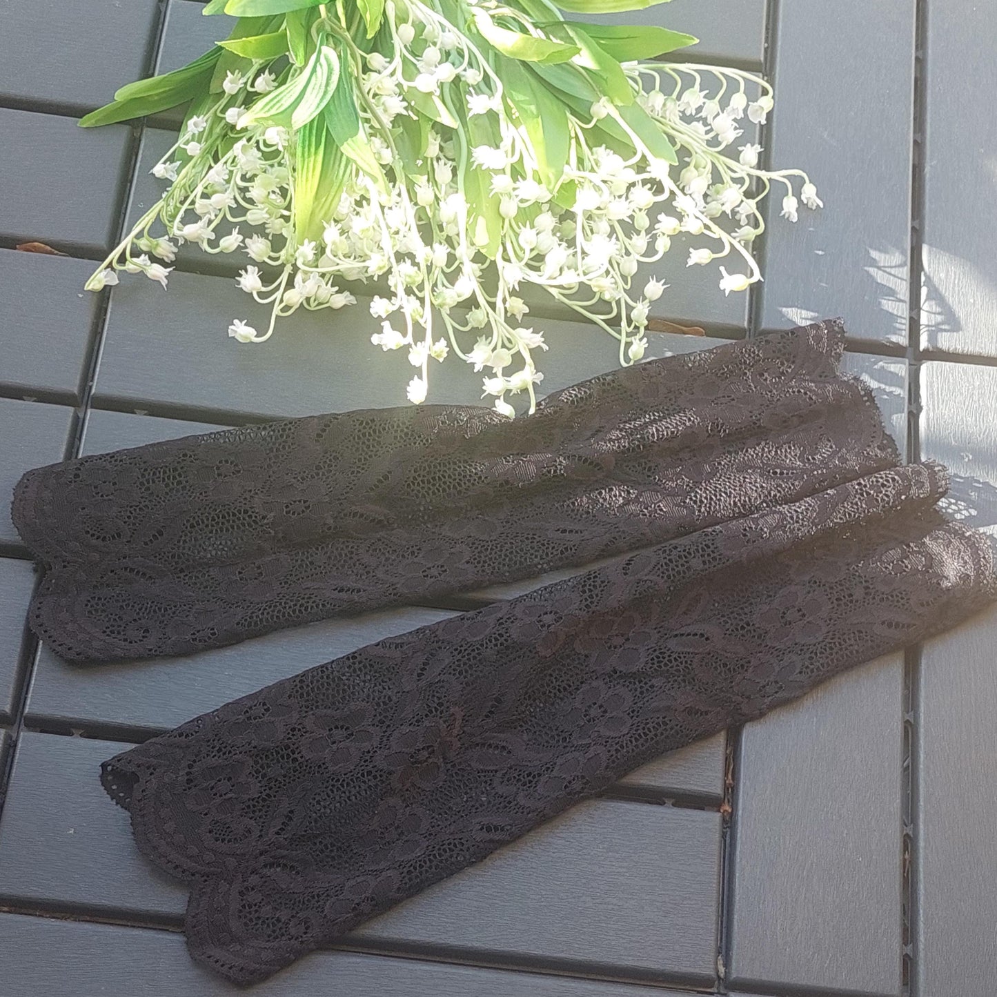 Lace Fingerless Gloves for Women - Long Black White Beige Evening Gloves