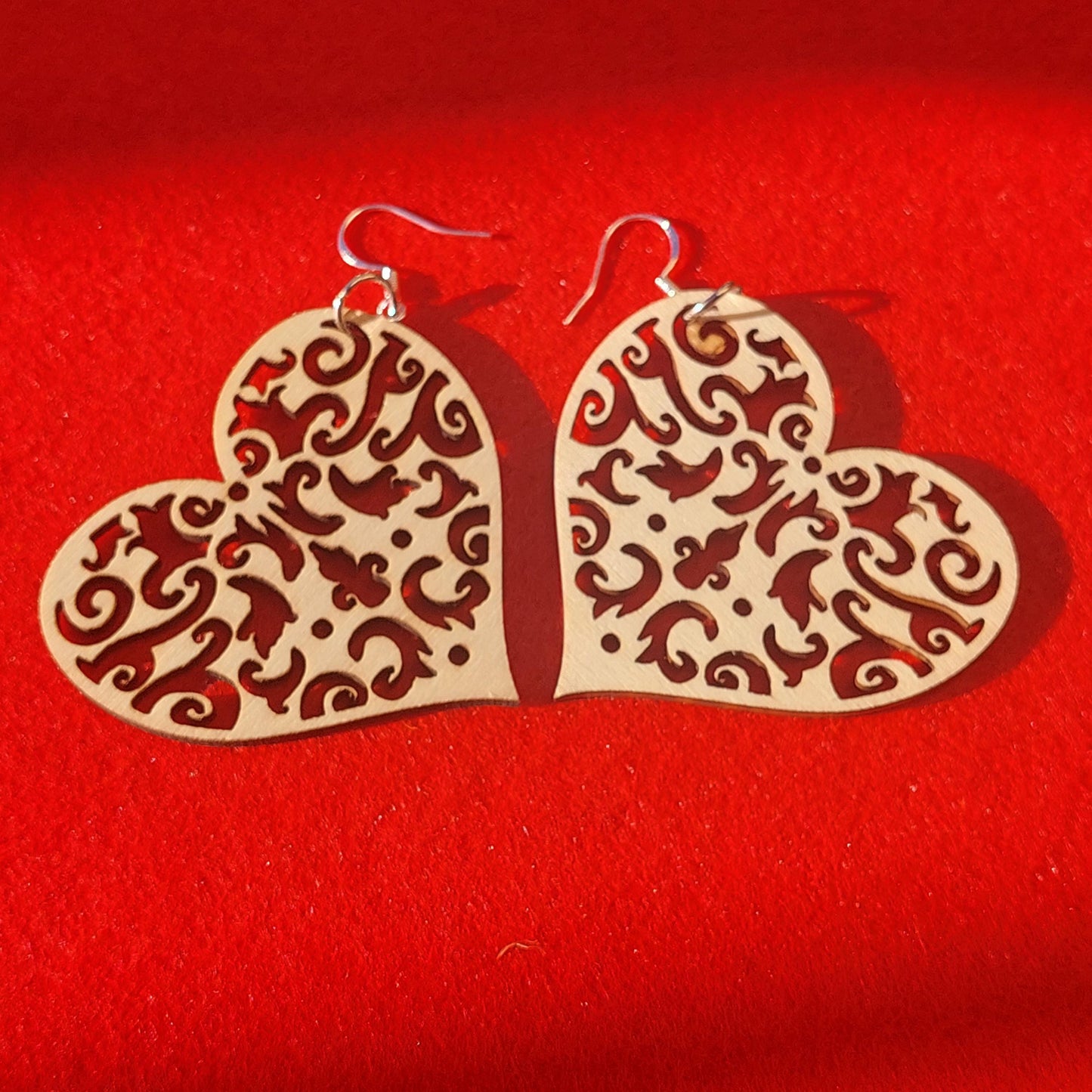 Handcrafted Wooden Heart Earrings – Lightweight Hypoallergenic Jewelry with Silver Hooks | Eco-Friendly Gift for Her