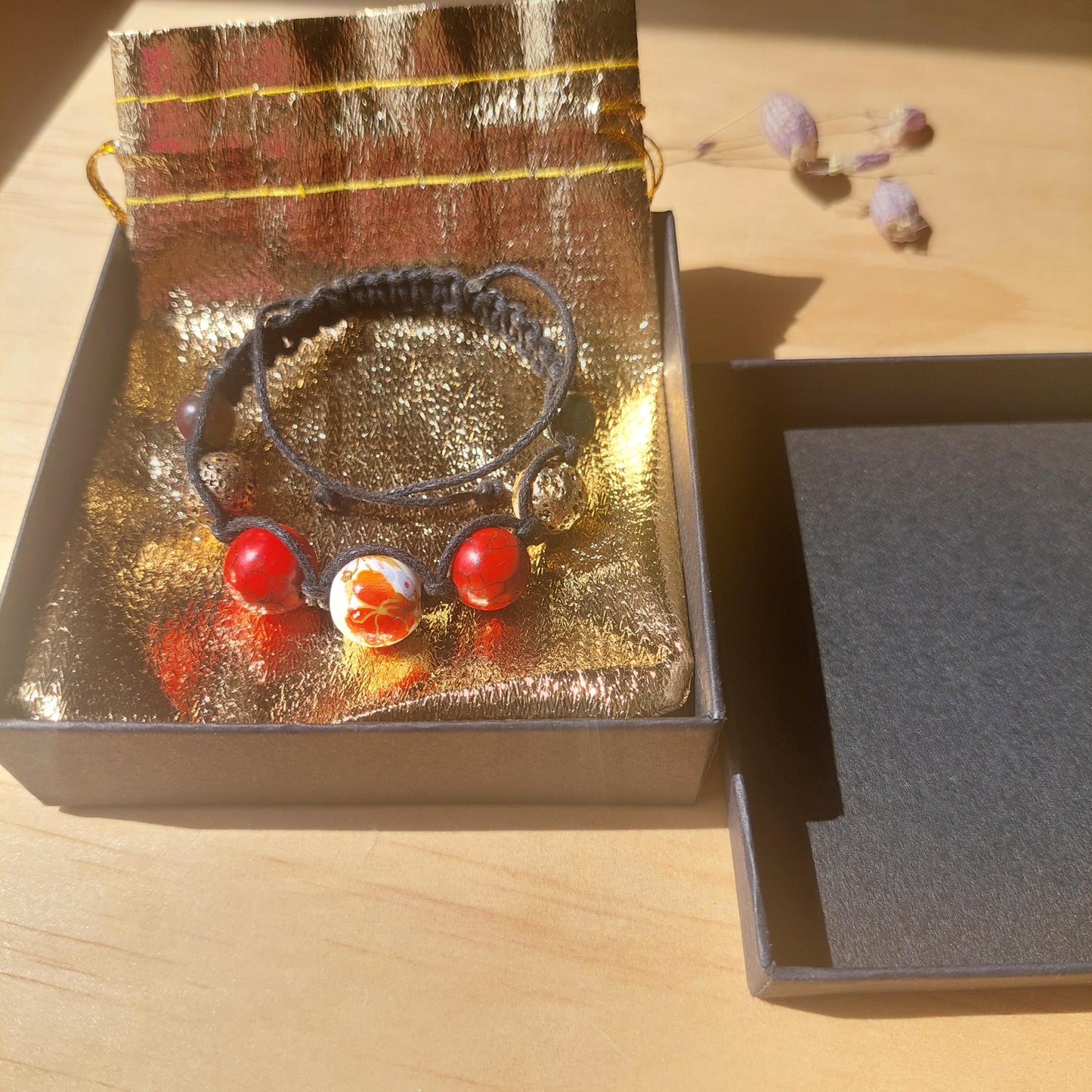 Macrame Bracelet Turquoise, Lava, Obsidian, Adjustable Bracelet, Unisex Unique Handmade Gift for Her, for Him