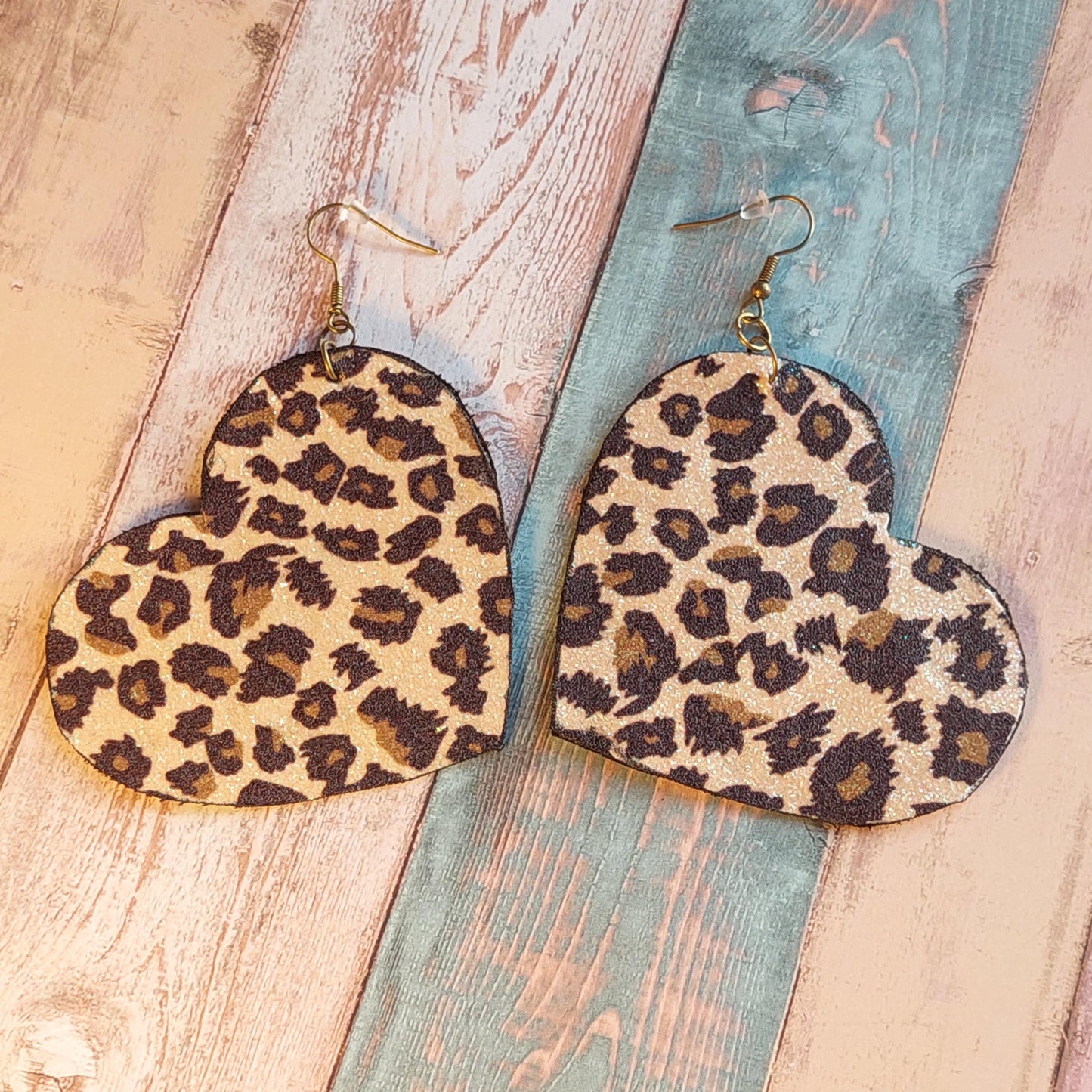 Unique Leather Heart-Shaped Leopard Print Earrings – Creative Handmade Gift for Her