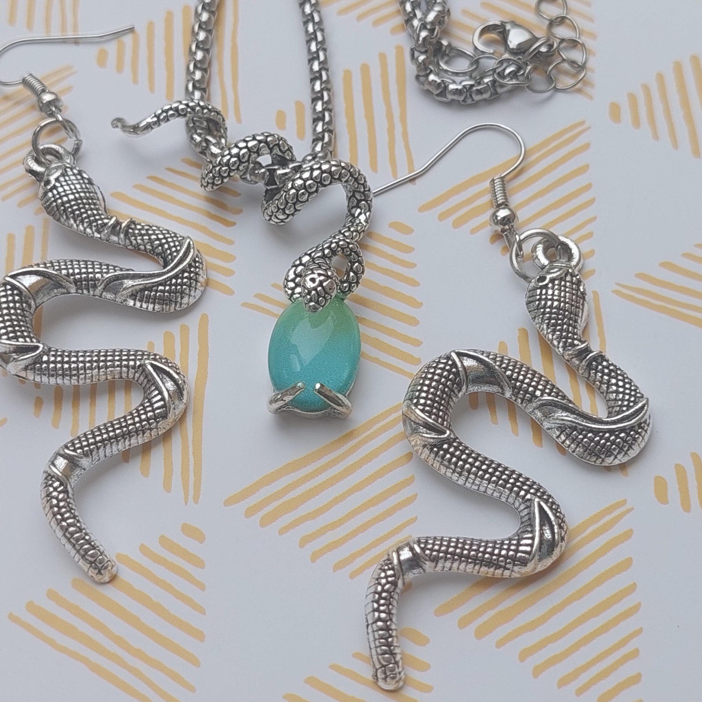 Gothic Dragon & Snake Jewelry Set – Statement Necklace + Earrings | Unique Gift for Her, Fantasy & Gothic Fashion