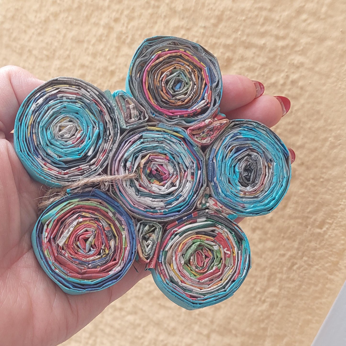 Upcycled Wall Art & Coaster Set - Eco-Friendly Handmade Gift - Paw & Flower Designs