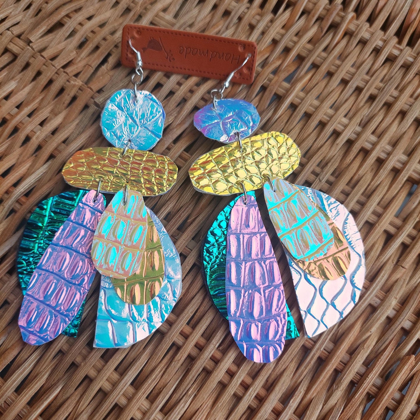 Lightweight Leather Earrings – Handmade Statement Jewelry Gift for Her | Sterling Silver Hooks | Boho Holiday Style