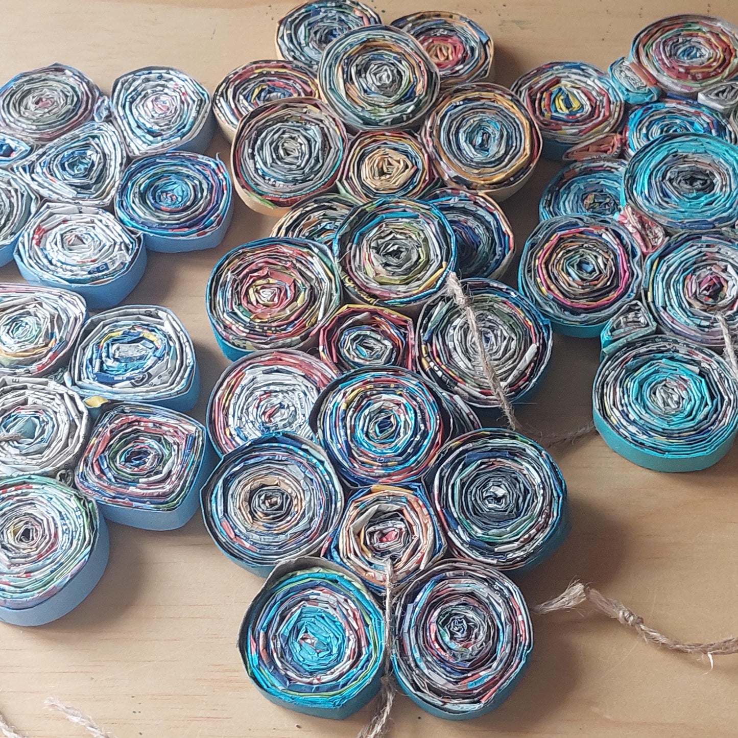 Upcycled Wall Art & Coaster Set - Eco-Friendly Handmade Gift - Paw & Flower Designs