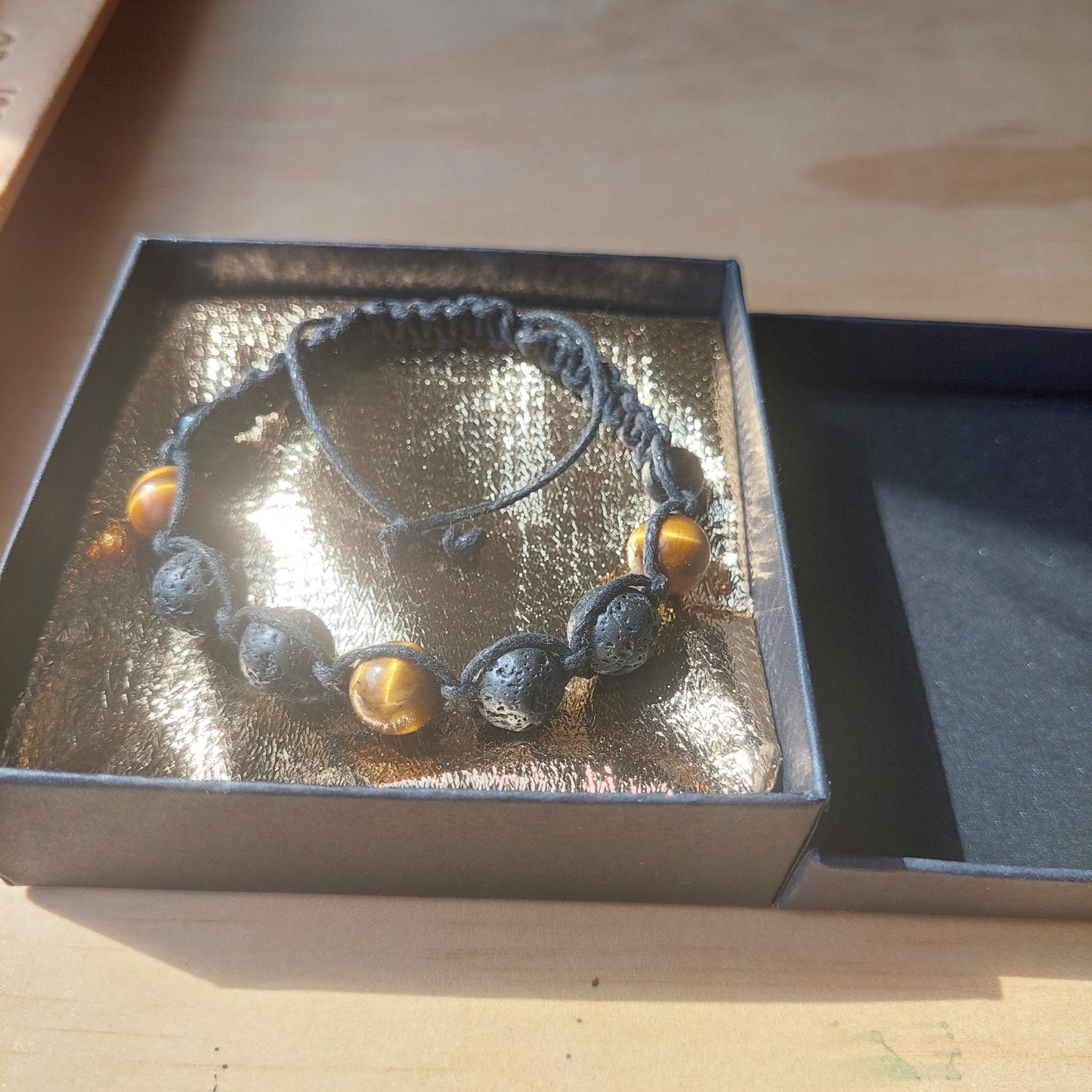 Handcrafted Macrame Bracelet for Men | Tiger’s Eye & Lava Stone Jewelry Gift