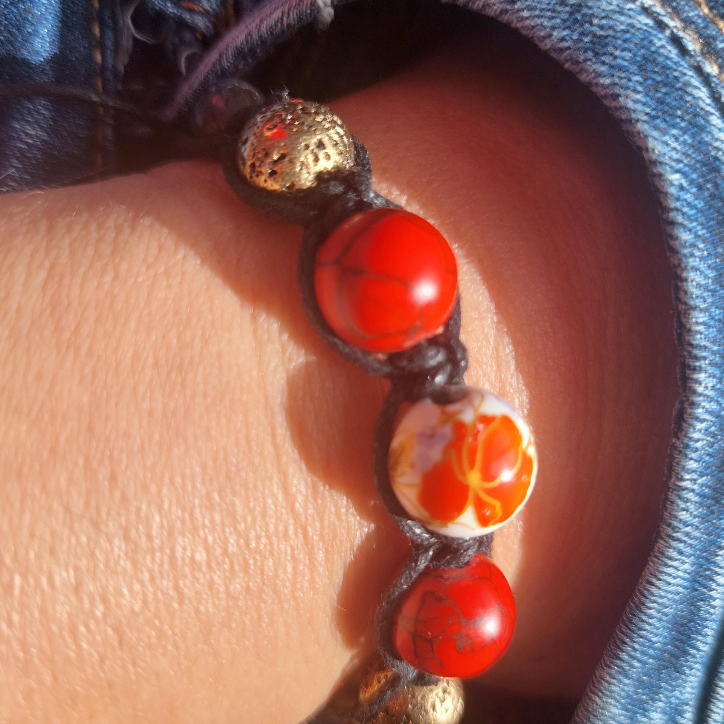 Macrame Bracelet Turquoise, Lava, Obsidian, Adjustable Bracelet, Unisex Unique Handmade Gift for Her, for Him