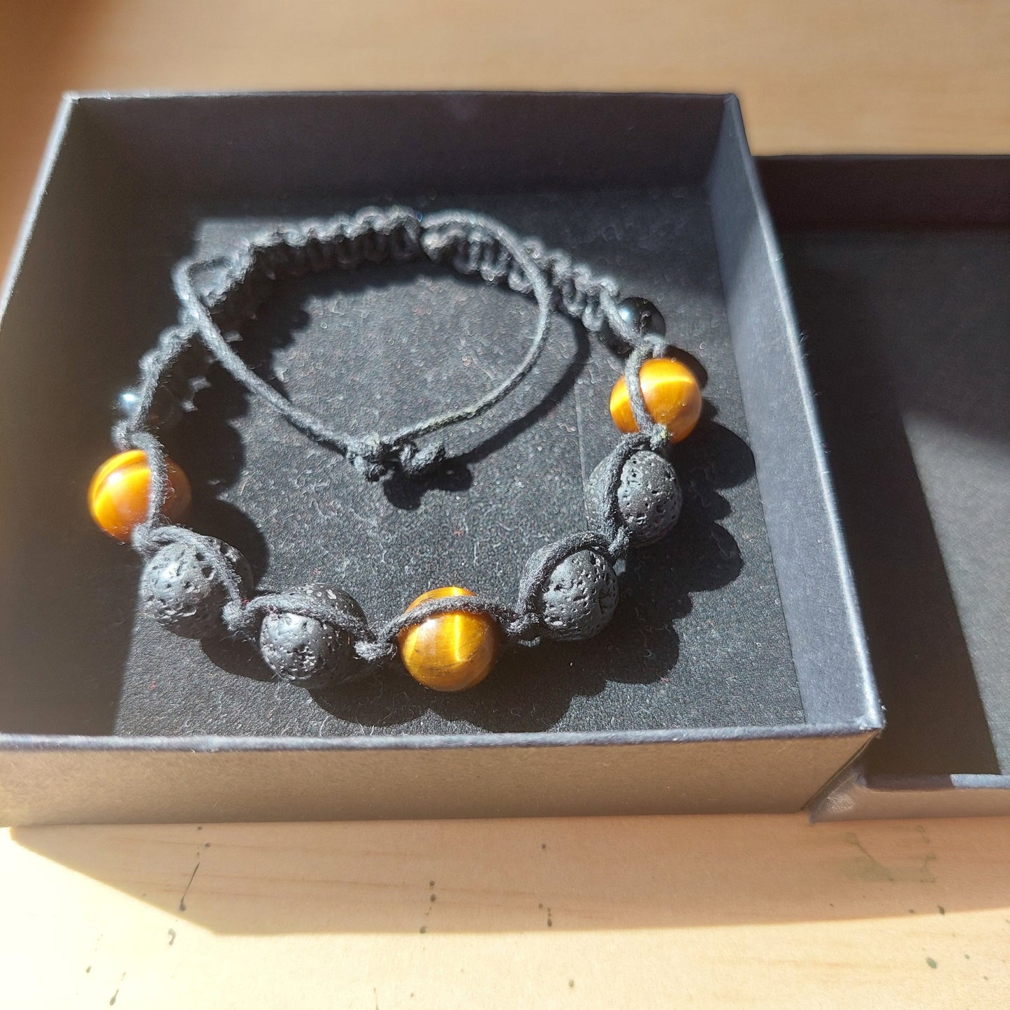Handcrafted Macrame Bracelet for Men | Tiger’s Eye & Lava Stone Jewelry Gift