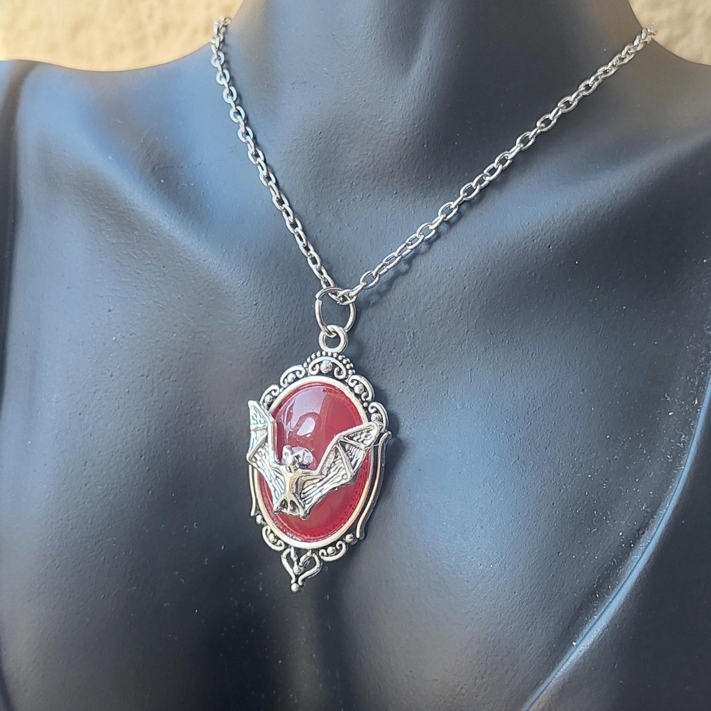 Gothic Necklace & Earrings Set – Red or Black Crystal Jewelry, Gift for Her