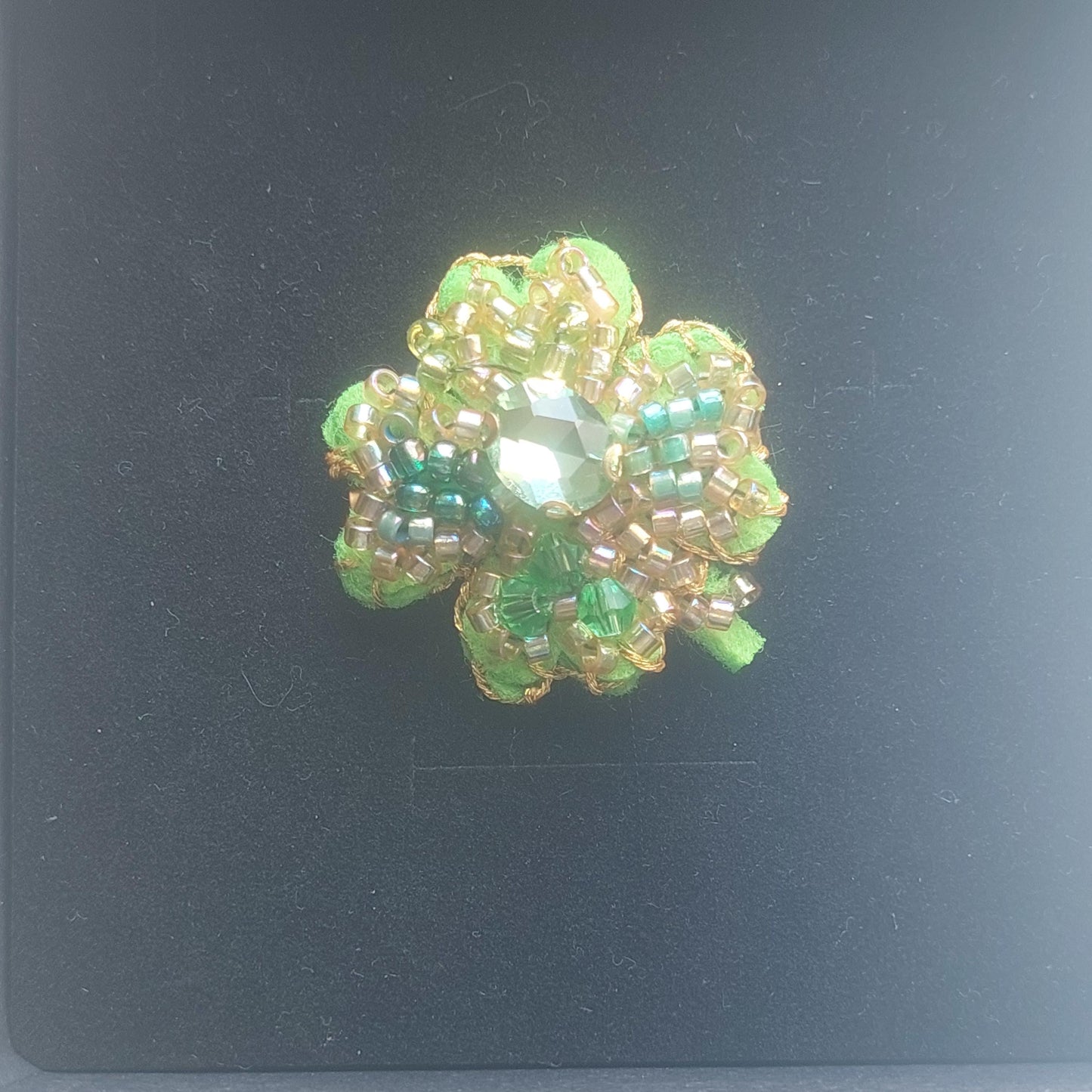 Handmade Felt Clover Jewelry Set with Beads - Unique Nature-Inspired Gift for Women