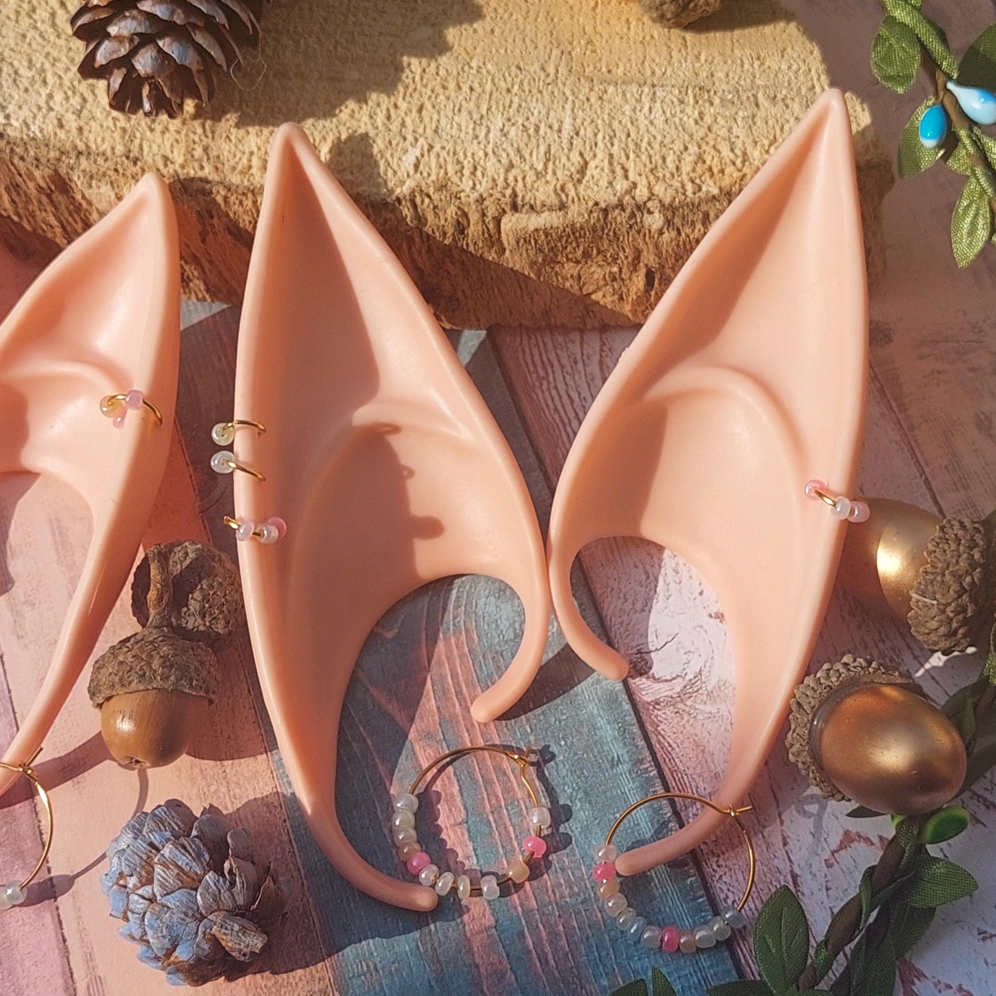 Elf Ears Silicone Set with Crown & Earrings - Fantasy Cosplay LARP Costume Accessory