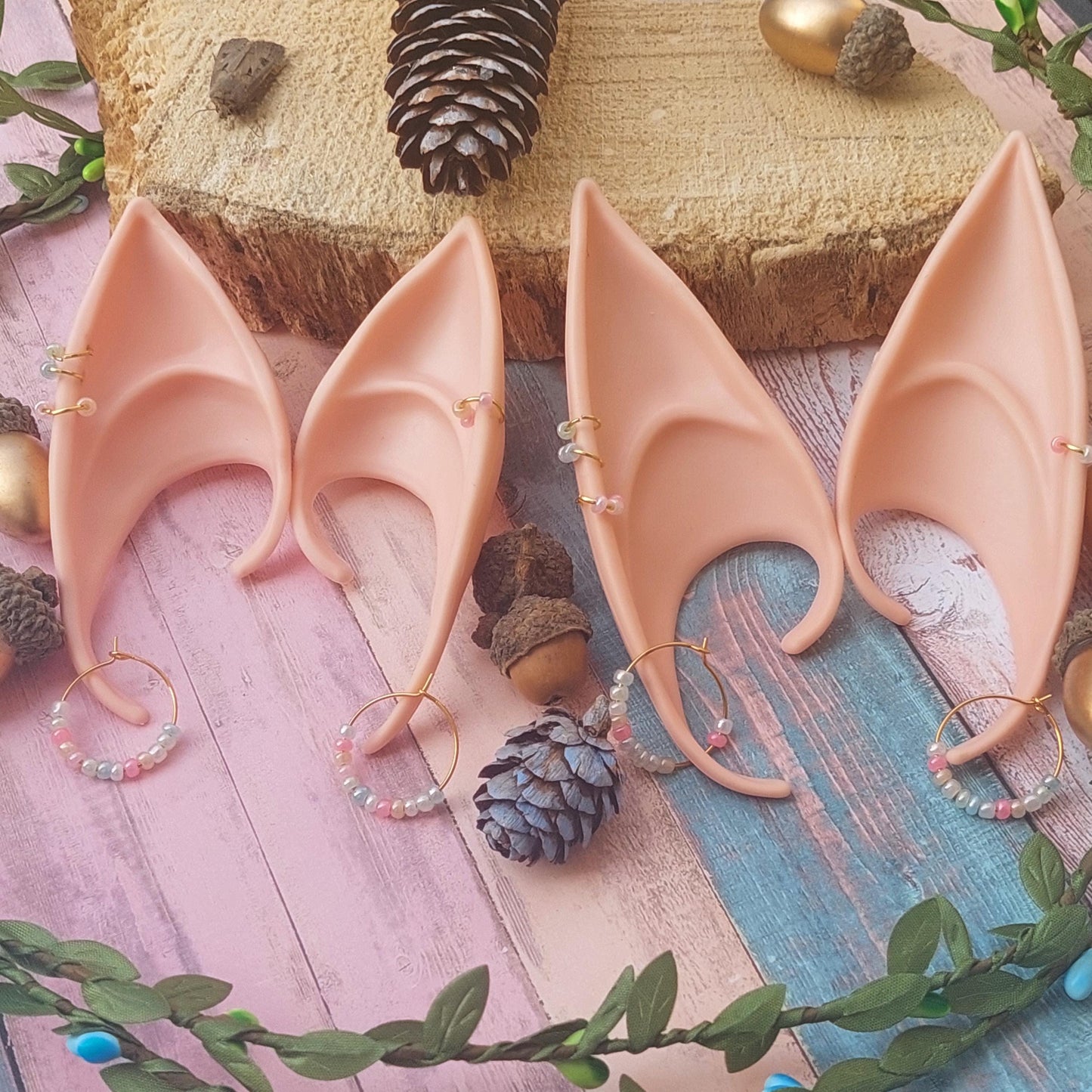 Elf Ears Silicone Set with Crown & Earrings - Fantasy Cosplay LARP Costume Accessory