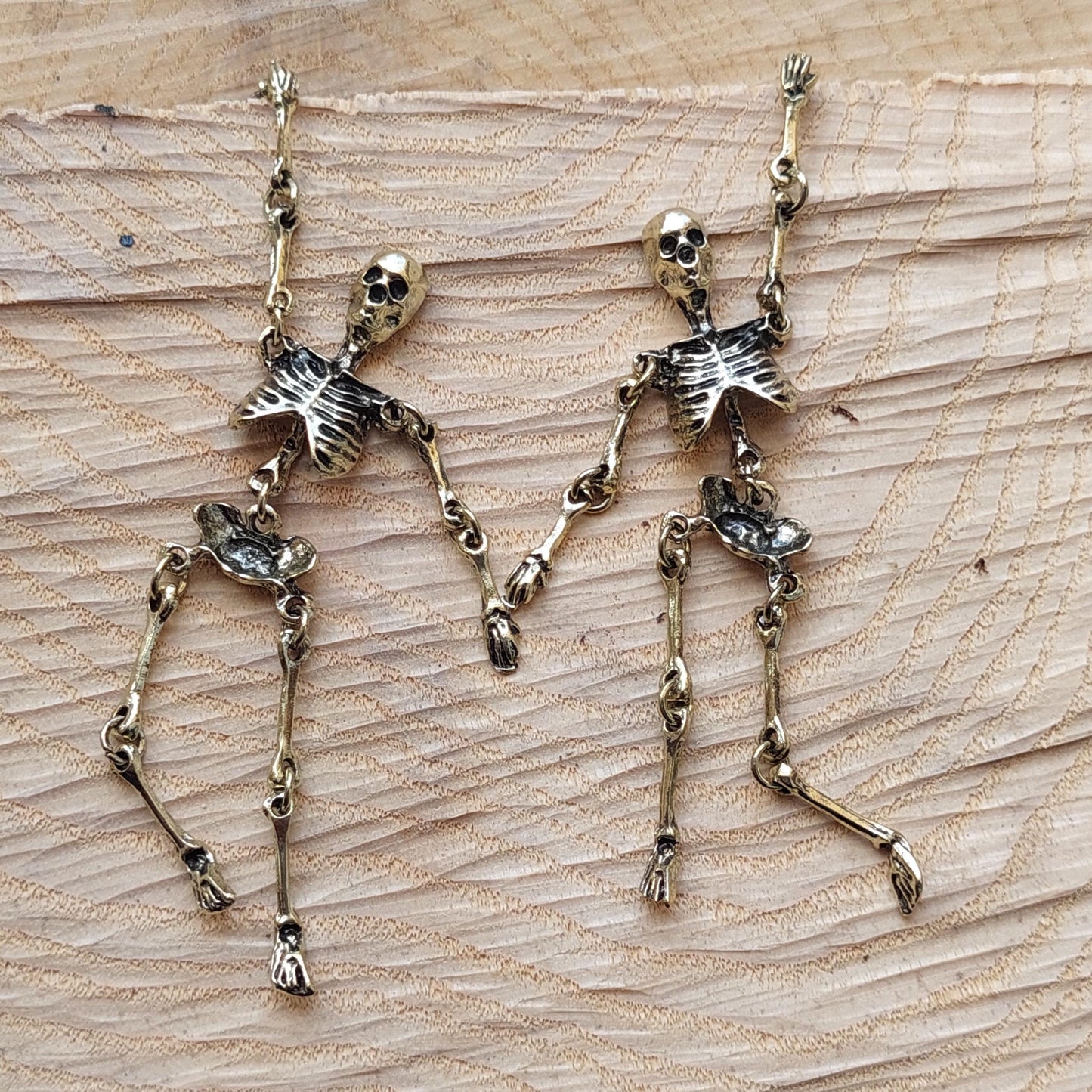 Gothic Skull Earrings & Claw Bracelet Set - Vintage Punk Jewelry Silver Gold