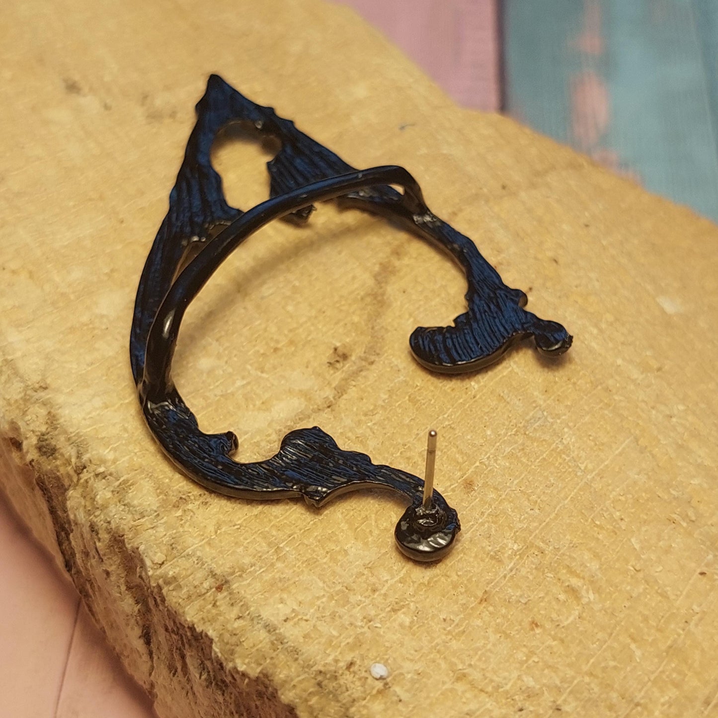 Mystical Elven Ear Cuffs – Silver & Black Fantasy Earrings for Pierced Ears | Enchanted Elf Jewelry for Cosplay, Festivals & Gifts (Set of 2)