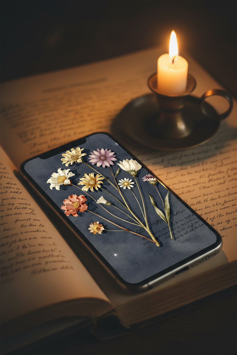 Dark Fantasy Botanical Mobile Wallpapers | Gothic Herbs Witchcore Phone Backgrounds | Elven Aesthetic JPG