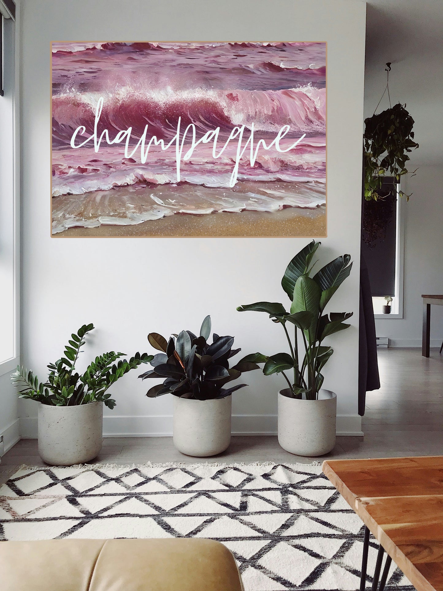 Minimalist Pink Champagne Wall Art Poster – Aesthetic Digital Print for Living Room, Apartment & Office Decor | Instant Download