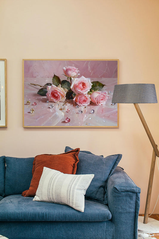 Bold Pink Rose Wall Art Poster – Aesthetic Floral Digital Print for Living Room, Bedroom & Apartment Decor | Instant Download