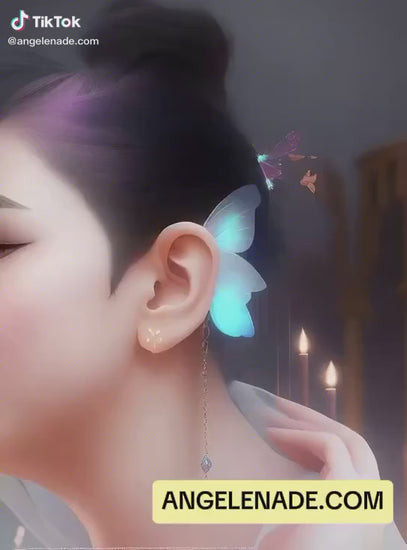 Gothic dark fantasy ear cuff with moth wings - alternative angle detail