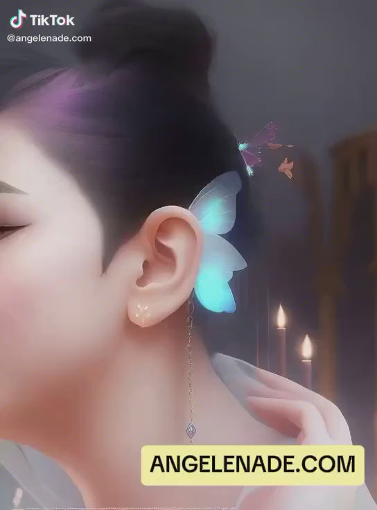 Gothic dark fantasy ear cuff with moth wings - alternative angle detail