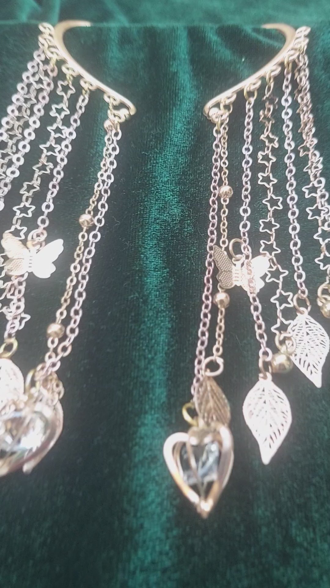 Fairy Elf Ear Cuffs, Gold Clip-On Fantasy Earrings, Handmade