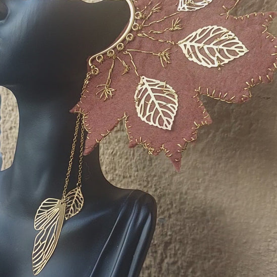 Fairy Elf Ear Cuffs, Fantasy Jewelry, Gold Leaves, Gift for Her