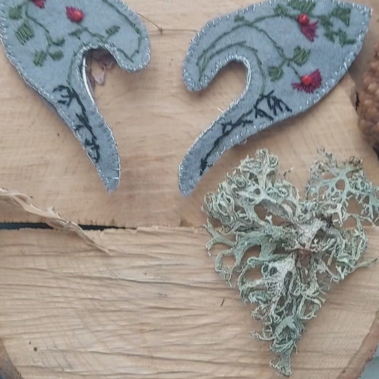 Forest Elf Ear Cuffs – Handmade Felt Elven Ears with Embroidered Magic Flower | Fantasy Cosplay Accessory