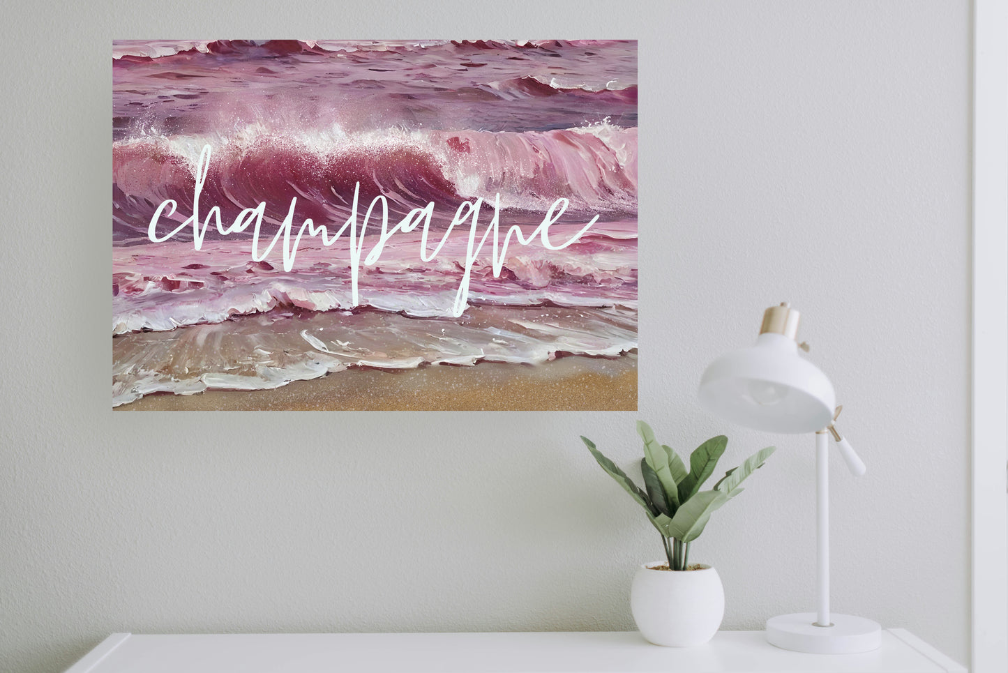 Minimalist Pink Champagne Wall Art Poster – Aesthetic Digital Print for Living Room, Apartment & Office Decor | Instant Download