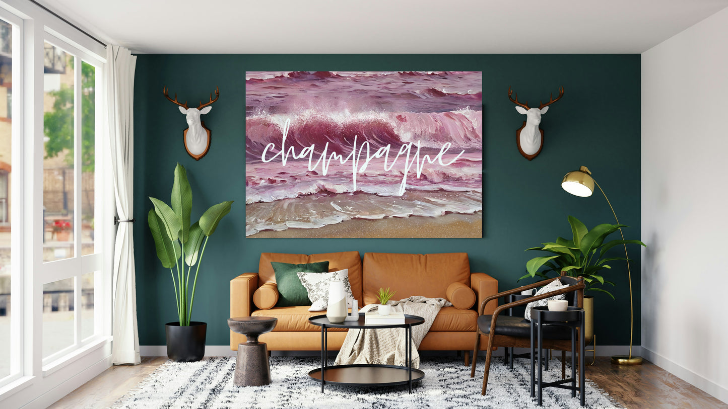 Minimalist Pink Champagne Wall Art Poster – Aesthetic Digital Print for Living Room, Apartment & Office Decor | Instant Download